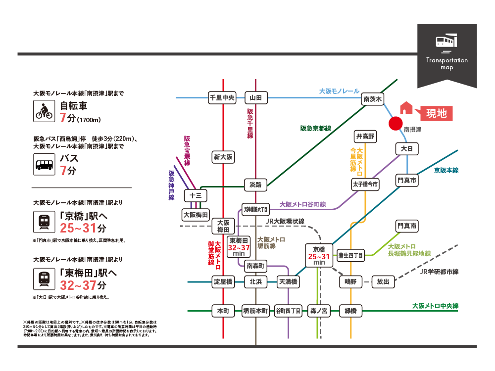 鳥飼野々1丁目アクセス図